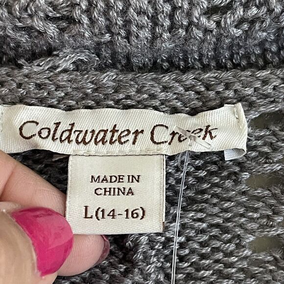 Coldwater Creek Longline Cardigan Plus Size 14 16 Wool Gray Knit Sweater - Picture 8 of 11